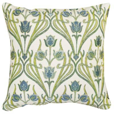 Woven Art Deco Cushion in Powder Blue