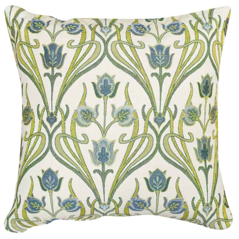 Woven Art Deco Cushion in Powder Blue