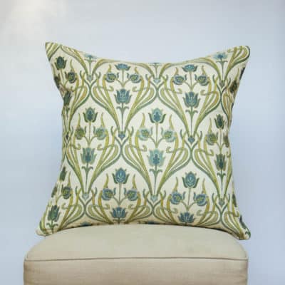 Woven Art Deco Extra-Large Cushion in Powder Blue