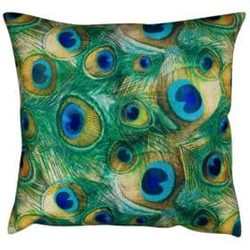 Velvet Peacock Feather Cushion