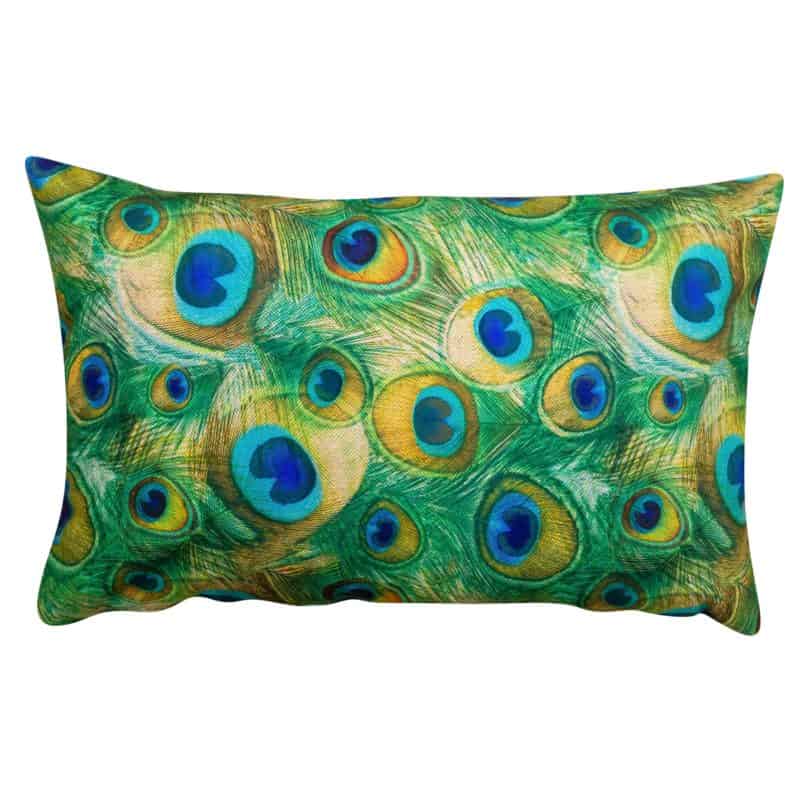 Velvet Peacock Feather XL Rectangular Cushion