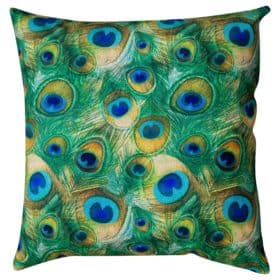 Velvet Peacock Feather Extra-Large Cushion