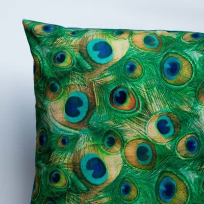 Velvet Peacock Feather Extra-Large Cushion