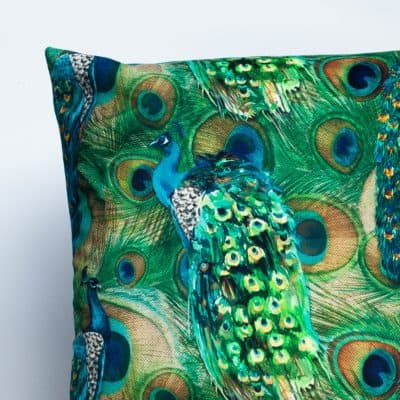 Velvet Peacock Procession Cushion