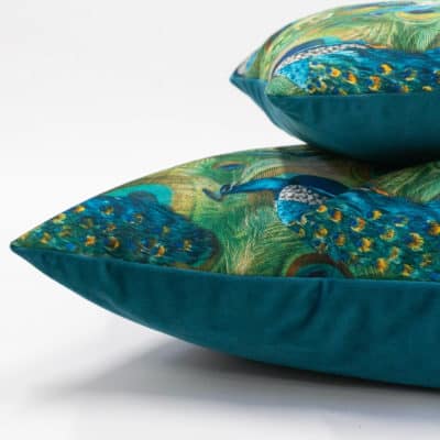 Velvet Peacock Procession Cushion
