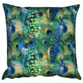 Velvet Peacock Procession Extra-Large Cushion