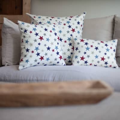Red and Blue Star Boudoir Cushion