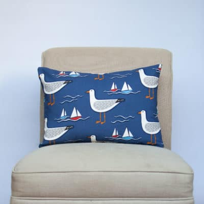 By the Sea Gull Boudoir Cushion in Navy
