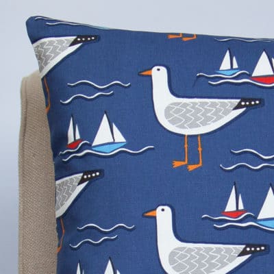 By the Sea Gull Cushion in Navy
