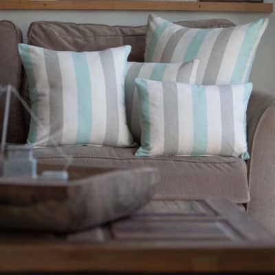 Harbour Stripe Boudoir Cushion in Aqua