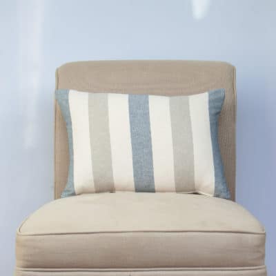 Harbour Stripe Boudoir Cushion in Denim Blue