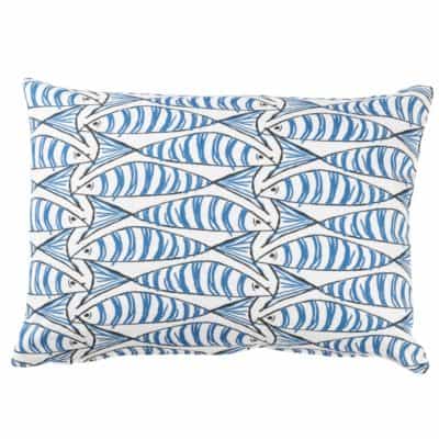 Blue and White Sardine Boudoir Cushion