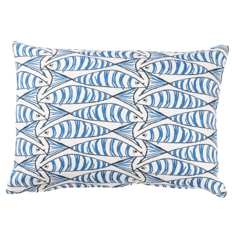 Blue and White Sardine Boudoir Cushion