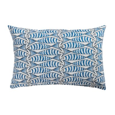 Blue and White Sardine XL Rectangular Cushion
