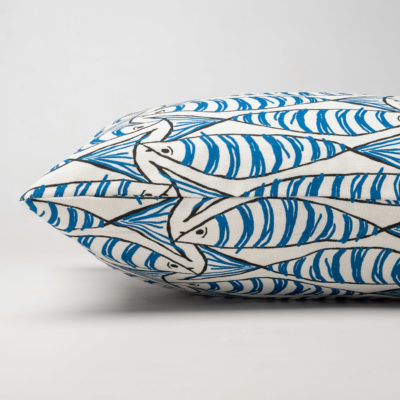 Blue and White Sardine XL Rectangular Cushion