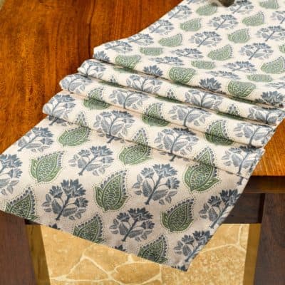 Cotswold Countryside Motif Table Runner in Blue and Green