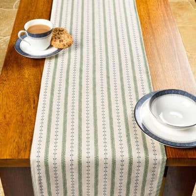 Cotswold Countryside Stripe Table Runner in Blue and Green