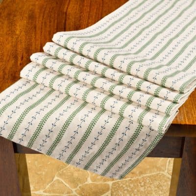 Cotswold Countryside Stripe Table Runner in Blue and Green