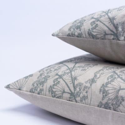 Cow Parsley Cushion in Duck Egg Blue