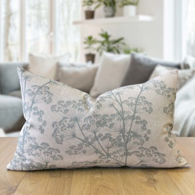 Cow Parsley XL Rectangular Cushion in Duck Egg Blue