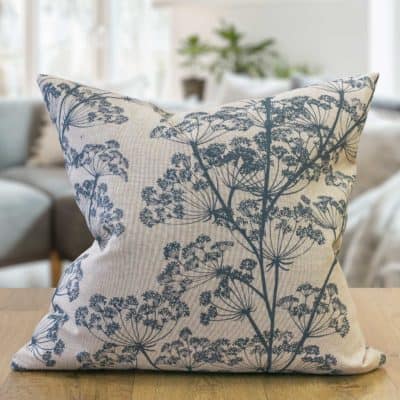 Cow Parsley Cushion in Denim Blue