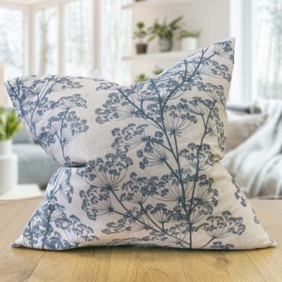 Cow Parsley Extra-Large Cushion in Denim Blue