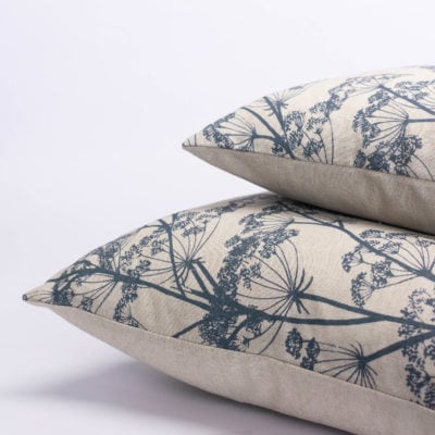Cow Parsley Extra-Large Cushion in Denim Blue