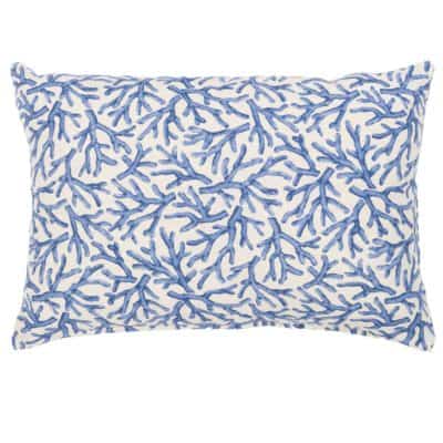 Coral Reef Boudoir Cushion in Blue and White