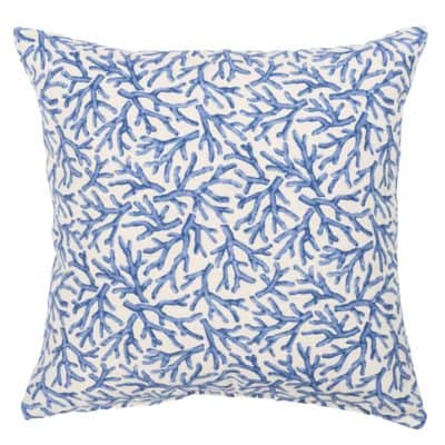 Coral Reef Cushion in Blue and White