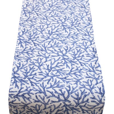 Coral Reef Table Runner in Blue and White