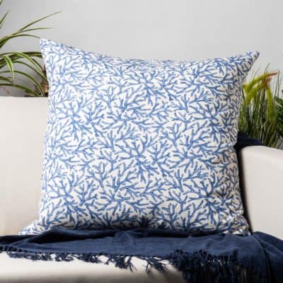 Coral Reef Extra-Large Cushion in Blue and White