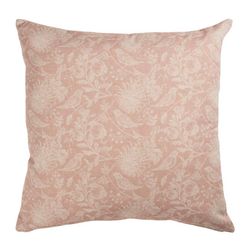 Aviary Toile Extra-Large Cushion in Dusky Pink