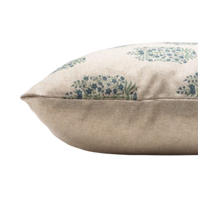 Apple Grove Linen Effect Cushion in Indigo Blue and Green