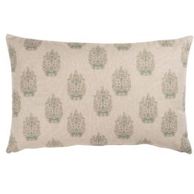 Apple Grove Linen Effect XL Rectangular Cushion in Pink and Green