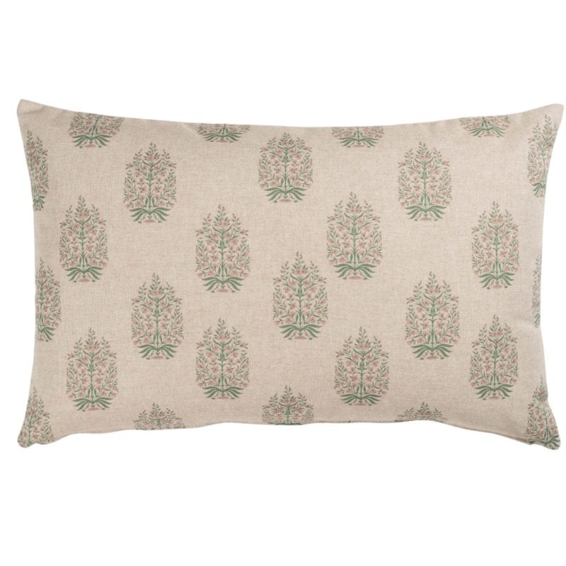 Apple Grove Linen Effect XL Rectangular Cushion in Pink and Green