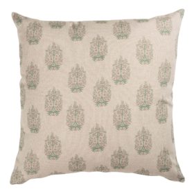 Apple Grove Linen Effect Extra-Large Cushion in Pink and Green