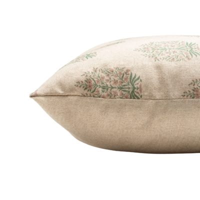 Apple Grove Linen Effect Extra-Large Cushion in Pink and Green