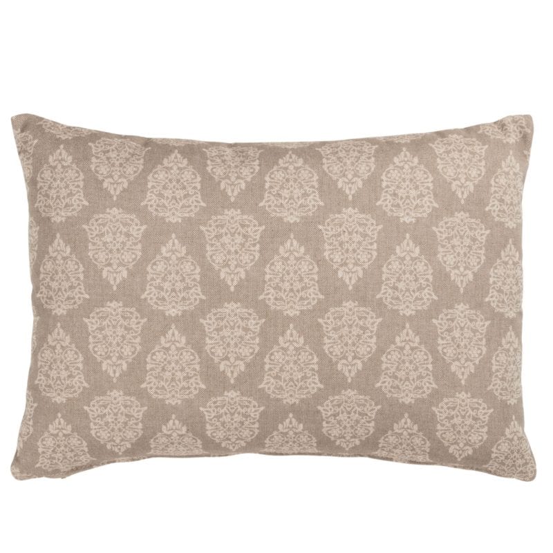 Linen Look Paisley Boudoir Cushion in Natural