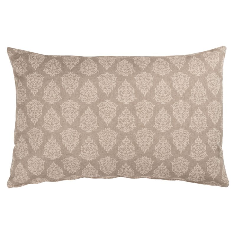 Linen Look Paisley XL Rectangular Cushion in Natural