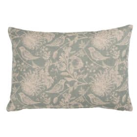 Aviary Toile Boudoir Cushion in Duck Egg Blue