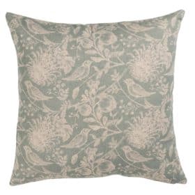 Aviary Toile Cushion in Duck Egg Blue