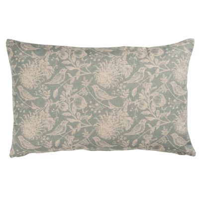 Aviary Toile XL Rectangular Cushion in Duck Egg Blue
