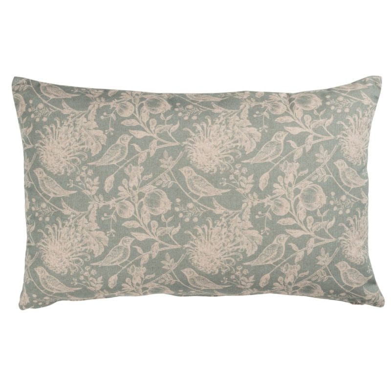 Aviary Toile XL Rectangular Cushion in Duck Egg Blue