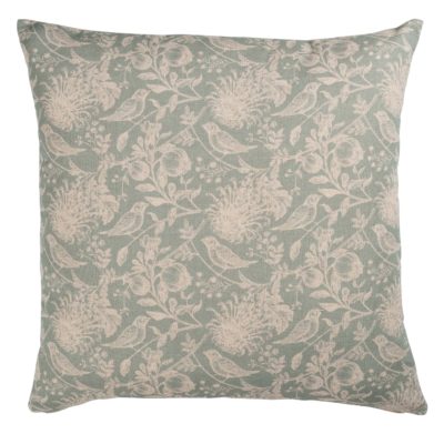 Aviary Toile Extra-Large Cushion in Duck Egg Blue