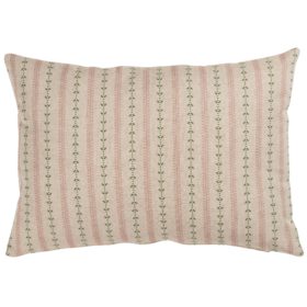 Cotswold Countryside Stripe Boudoir Cushion in Green and Pink