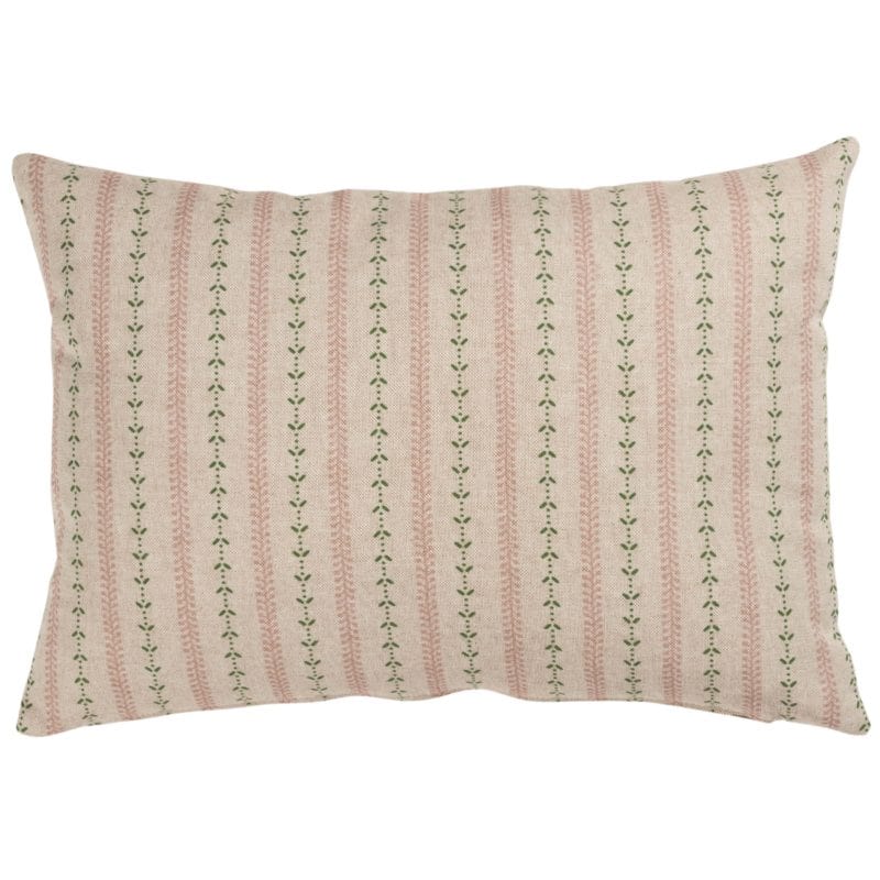 Cotswold Countryside Stripe Boudoir Cushion in Green and Pink