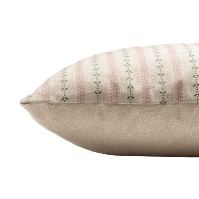 Cotswold Countryside Stripe Boudoir Cushion in Green and Pink