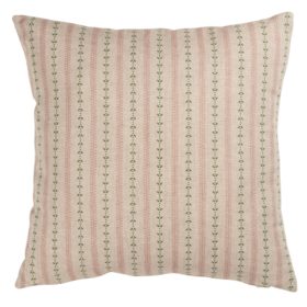 Cotswold Countryside Stripe Cushion in Green and Pink