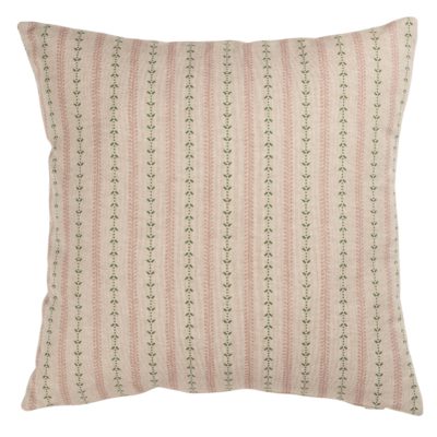 Cotswold Countryside Stripe Cushion in Green and Pink