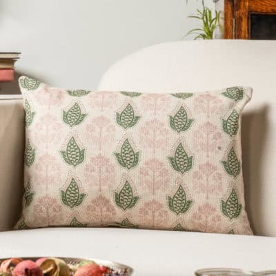 Cotswold Countryside Motif Boudoir Cushion Cover in Pink